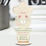 Personalised Thank You Birthday Gift for Auntie Wooden Flower