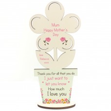Personalised Mothers Day Gift for Mum Wooden Flower Plaque Gift