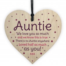 Birthday Mothers Day Gift For Auntie Sister Wood Heart Thank You