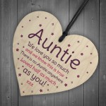 Birthday Mothers Day Gift For Auntie Sister Wood Heart Thank You