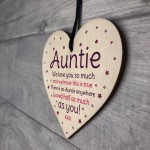 Birthday Mothers Day Gift For Auntie Sister Wood Heart Thank You