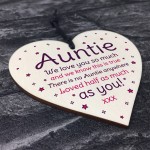 Birthday Mothers Day Gift For Auntie Sister Wood Heart Thank You