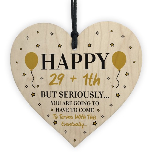 30th Birthday Funny Gift For Men Women Him Her Wooden Heart