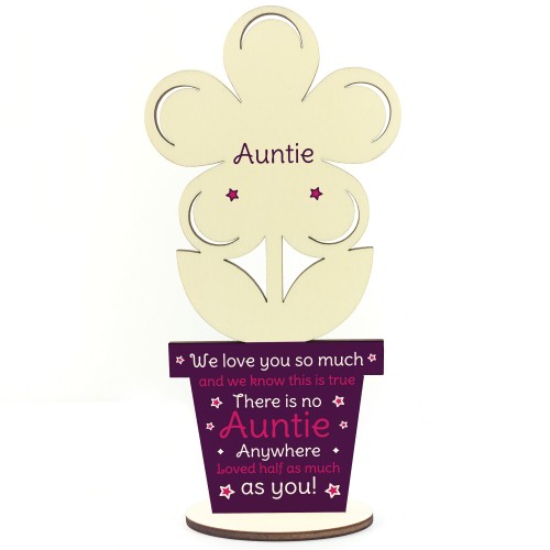 Auntie Poem Gift For Birthday Personalised Wooden Flower Sister