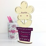 Auntie Poem Gift For Birthday Personalised Wooden Flower Sister