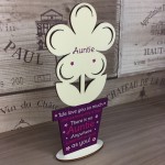 Auntie Poem Gift For Birthday Personalised Wooden Flower Sister