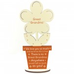 Novelty Gift For Great Grandma Personalised Wood Flower Birthday