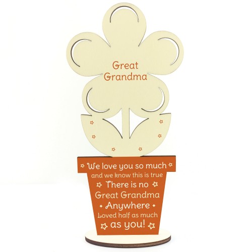 Novelty Gift For Great Grandma Personalised Wood Flower Birthday