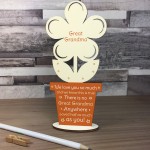 Novelty Gift For Great Grandma Personalised Wood Flower Birthday