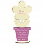 Novelty Gift For Great Nanny Personalised Wooden Flower Birthday