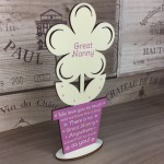 Novelty Gift For Great Nanny Personalised Wooden Flower Birthday