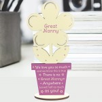 Novelty Gift For Great Nanny Personalised Wooden Flower Birthday