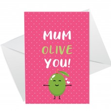 OLIVE YOU Mothers Day Birthday Card For Mum Funny Card For Her