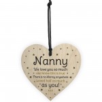 Nanny Gifts For Mothers Day Birthday Novelty Wooden Heart Gift