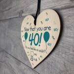 Funny 40th Birthday Gifts For Him Her Novelty Wood Heart Gift