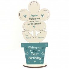 Novelty Birthday Gift For Auntie Wood Flower PERSONALISED