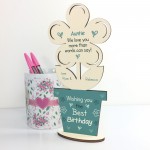Novelty Birthday Gift For Auntie Wood Flower PERSONALISED