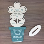 Novelty Birthday Gift For Auntie Wood Flower PERSONALISED