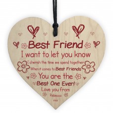 Personalised Gift For Best Friend Wood Friendship Heart Birthday