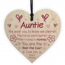 Personalised Wooden Heart Gift For Auntie Novelty Mothers Day