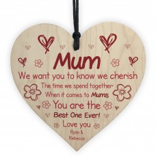 Novelty Gift For Mum Birthday Mothers Day Wood Heart Thank You