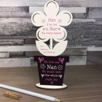 Personalised Nan Gift For Birthday Mothers Day Wooden Flower