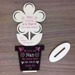 Personalised Nan Gift For Birthday Mothers Day Wooden Flower