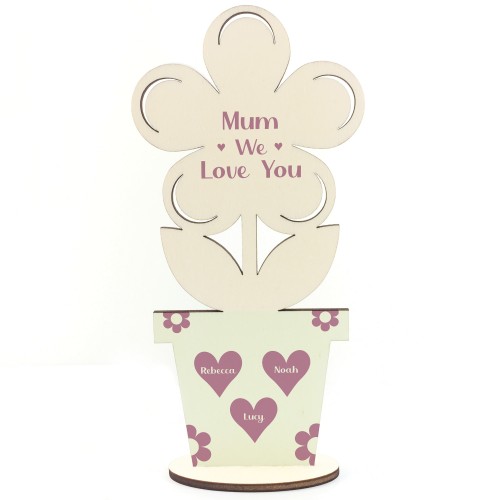 Personalised Birthday Mothers Day Gift For Mum Wood Flower Gift