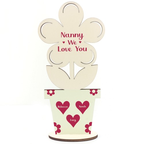 Personalised Birthday Mothers Day Gift For Nanny Wood Flower