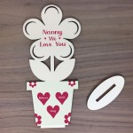 Personalised Birthday Mothers Day Gift For Nanny Wood Flower