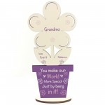 Personalised Birthday Mothers Day Gift For Grandma Wood Flower