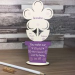 Personalised Birthday Mothers Day Gift For Grandma Wood Flower