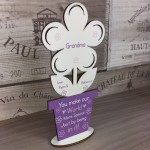 Personalised Birthday Mothers Day Gift For Grandma Wood Flower