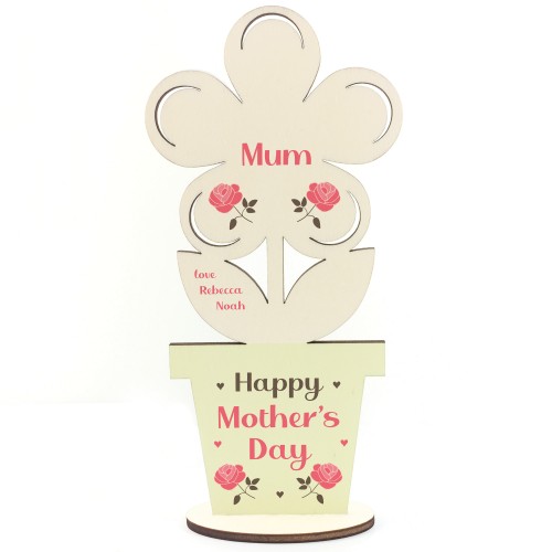 Personalised Gift For Mum On Mothers Day Wooden Flower