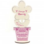 Novelty Gift For Nanny Birthday Mothers Day Wood Flower