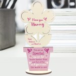 Novelty Gift For Nanny Birthday Mothers Day Wood Flower