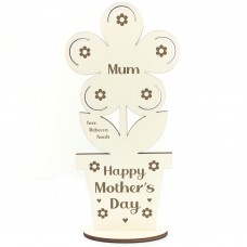 Happy Mothers Day Gift For Mum Wood Flower Personalised Novelty
