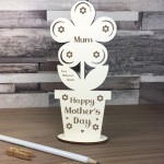 Happy Mothers Day Gift For Mum Wood Flower Personalised Novelty