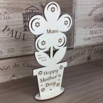 Happy Mothers Day Gift For Mum Wood Flower Personalised Novelty