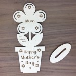 Happy Mothers Day Gift For Mum Wood Flower Personalised Novelty