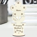 Happy Mothers Day Gift For Mum Wood Flower Personalised Novelty