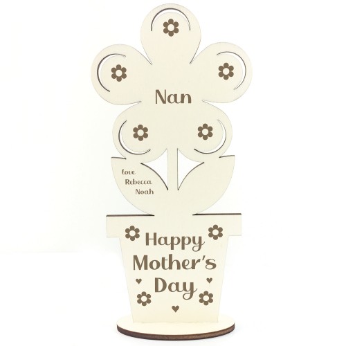 Personalised Gift For Nan On Mothers Day Wooden Flower