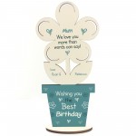 Novelty Birthday Gift For Mum Wooden Flower PERSONALISED