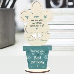 Novelty Birthday Gift For Mum Wooden Flower PERSONALISED