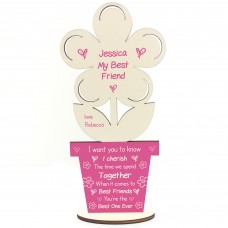 Personalised Best Friend Poem Gift For Birthday Wooden Flower