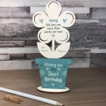 Novelty Birthday Gift For Nanny Wood Flower PERSONALISED