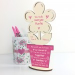 Personalised Auntie Poem Gift For Birthday Wood Flower Thankyou