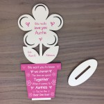 Personalised Auntie Poem Gift For Birthday Wood Flower Thankyou