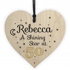 50th Birthday Gifts For Her Wooden Heart Sign Gift For Friend 