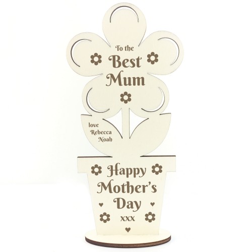 Mothers Day Gift For The Best Mum Wood Flower Personalied Gift